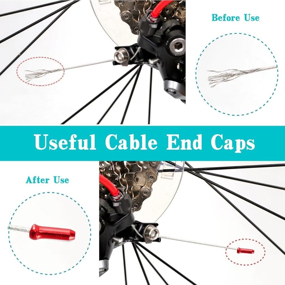 Bike Cable End Caps, Alloy Crimps, Brake Cable End Tips for Road Mountain Bicycl - Picture 2 of 8